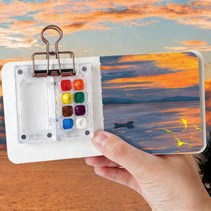 GF Kit de Peinture Acrylique Mini Format Très Vendu, 8x8cm, 58 Feuilles, Cahier de <span class=keywords><strong>Dessin</strong></span> Portable à Écriture Fluide avec Palette Acrylique - Product Image 4