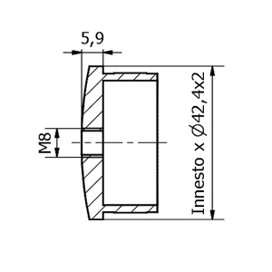 SKU Tapón Ø 42,4 con Rosca M 8 en Acero Inoxidable 316 Satinado AISI - Product Image 2