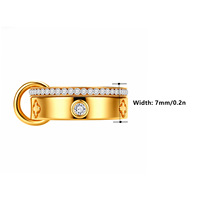 Bague en acier inoxydable double anneau zirconium de luxe léger, plaqué or 18 carats, bicolore, tendance, pour couple, passe-partout