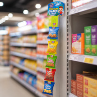 Support de Présentation Écologique en PP de Qualité Alimentaire pour Snacks, Bandeaux Plastiques Suspendus pour Supermarché