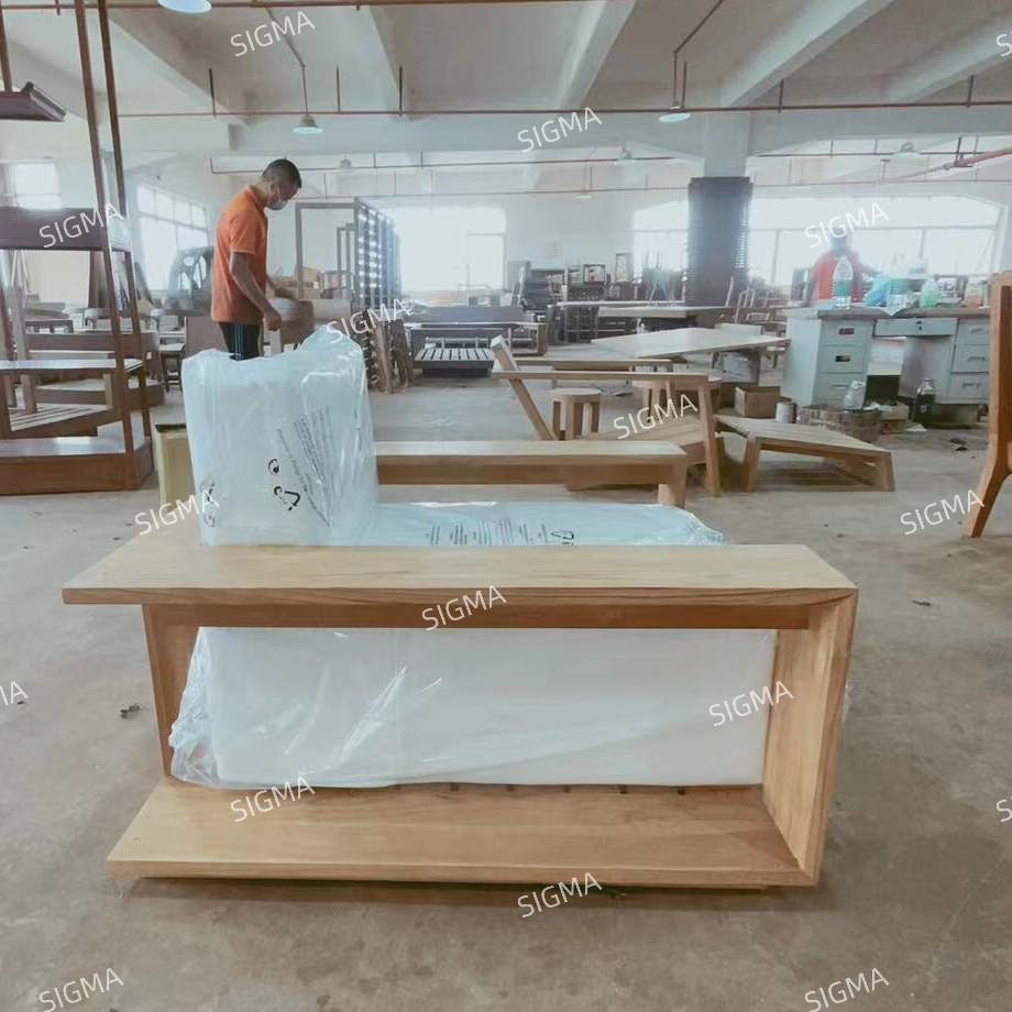 Factory Hot Selling Outdoor Teak Sofa Villa Hotel Terrace Solid Wood Seat Garden Lounge Leisure Sofa Set