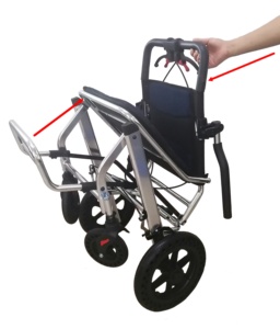 Fauteuil roulant <span class=keywords><strong>de</strong></span> réadaptation en aluminium et métal AJ-101_12" avec frein à main, capacité <span class=keywords><strong>de</strong></span> 100 kg, certifié CE - Product Image 5