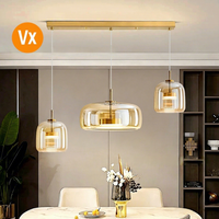 Lustre de restaurant moderne minimaliste style nordique, suspension en verre LED Ra90, dimmable 360°, contrôle Tmall Genie, pour salle à manger