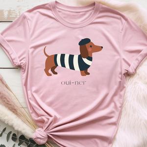 Camiseta OEM ODM con diseño de Dachshund Francés, Camiseta con diseño de Perro Salchicha Oui <span class=keywords><strong>Ner</strong></span>, Sudadera con diseño de Perro Salchicha con Boina, Regalo Divertido con Diseño de Perro Francés, Diseño Minimalista de Perro - Product Image 3
