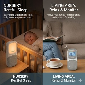 Long Range Wireless Digital Audio Baby Monitor with Starry Projector <b>Night</b> <b>Light</b> and Temperature Humidity <b>Sensor</b> for Newborn - Product Image 4