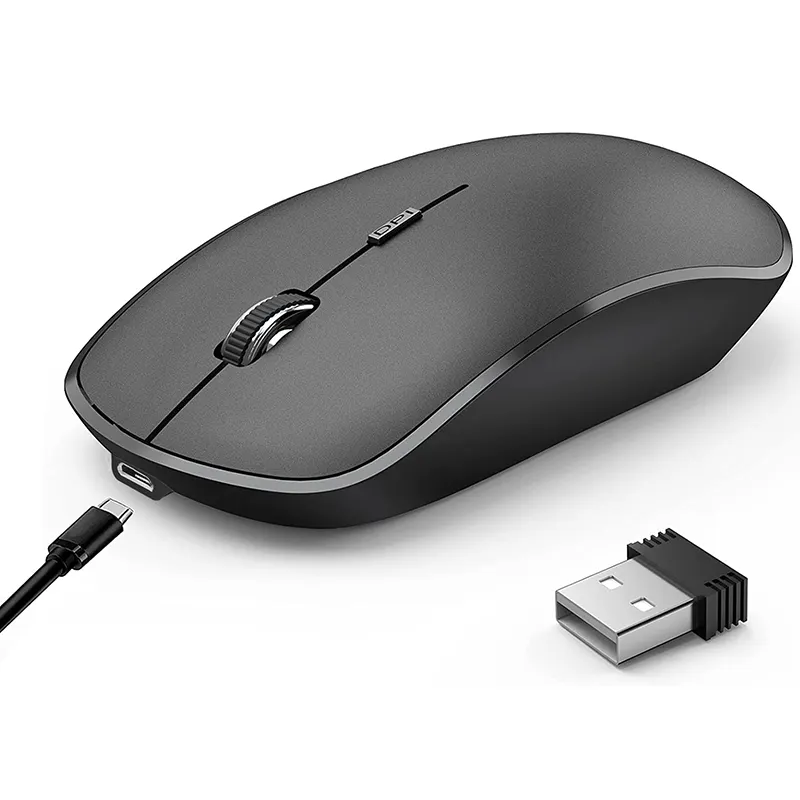ワイヤレスマウス充電式マウスサイレントコンピューターマウス充電式人間工学に基づいたマウス2.4GhzUSBマウス (ラップトップ用)