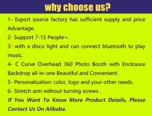 Cabine photo et vidéo 360° suspendue avec éclairage LED, toiles de fond gonflables pour événements et lumière d'appoint LED, toile de fond pour cabine photo 360° suspendue - Product Image 3