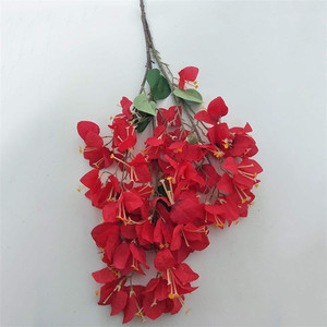 Simulation longue branche à 3 branches <span class=keywords><strong>bougainvillier</strong></span> fleur décoration intérieure soie triangle prune pour la maison fête hôtel boutique - Product Image 3