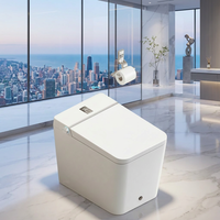 Offre Spéciale – Toilette Intelligente Automatique Moderne Blanche avec Télécommande, Siphon en S, Fixation au Sol, Cuvette en Céramique, Siège Chauffant et Veilleuse