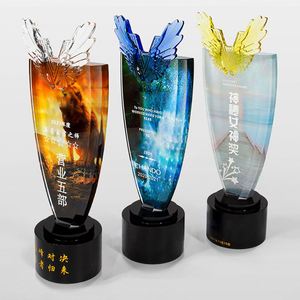 Honor of Crystal Wholesale Color Printing 3d Carving Crystal <b>Trophy</b> Metal Star <b>Plaque</b> Crystal Awards <b>Trophies</b> - Product Image 1