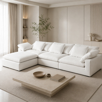 Ensemble de canapés en tissu en forme de L pour intérieur moderne, canapé en mousse à mémoire de forme, salon, style italien, canapé sectionnel nordique rembourré avec ottoman