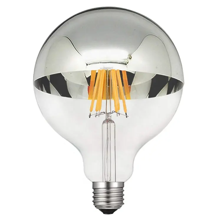 LED Filament taç gümüş küre ampul G125 E27 süper sıcak beyaz