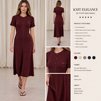 Vestido Largo de Punto Acanalado Casual de Verano para Mujer, Manga Corta, Estilo Polo, con Logotipo Personalizado, Elegante, para Fiesta, Fabricante Premium