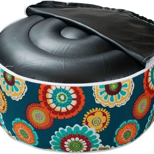 PVC Indoor/Outdoor Inflatable Stool Ottoman <b>Pouf</b> 20*20*9 Inch Water Repellent Round Footrest Footstool with Foot Pump - Product Image 3