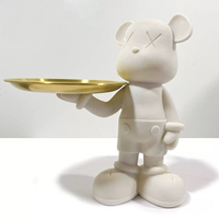 Vente flash Figurine d'ours violent DIY Ours blanc en résine Artisanat Ours fluide avec plateau pour décoration de maison de poupée