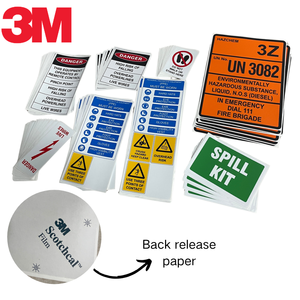 Autocollant d'avertissement de sécurité découpé sur mesure 3M Scotchcal 5018, résistant à l'abrasion, pour marquage d'équipement - Product Image 1