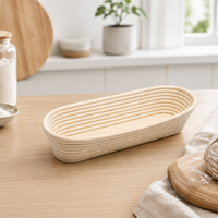 Panier à levain ovale en rotin naturel, design artisanal pour le levain et la pâtisserie