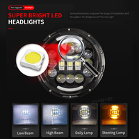HYNBYZJ Auto - Accesorios para Automóviles, Faros Delanteros LED H4 de 7 Pulgadas con Ojos de Ángel para Jeep Lada Niva 4X4 Uaz Hunter, Accesorios Todoterreno