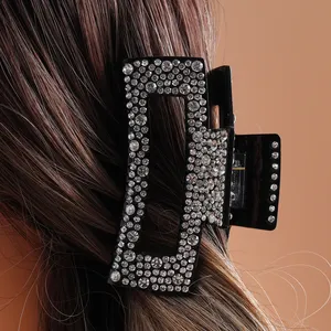 wholesale fashion large plastic hair claw clips big bling stones hair claw clip for long hair women