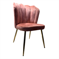 Chaises de salle à manger et de salon, meubles de maison, dossier en velours rose à fleurs, chaise d'appoint avec pieds en chrome doré