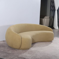 Sofá Esquinero Moderno para Sala de Estar, Diseño de Sofá Seccional Curvo en Forma de Media Luna, Tapizado en Terciopelo Blanco Bouclé
