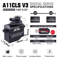 Servo RC Metálico AGFRC A11CLS V3 Programable de 1.4KG y 0.050s con Motor Sin Núcleo CNC de Alta Velocidad, Rodamientos de Bolas y Modulación de Ancho de Pulso