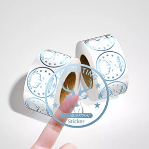 Tem nhãn dán cảm ơn hình tròn, chất liệu vinyl, in màu toàn phần, thương hiệu riêng tùy chỉnh, dạng cuộn - Product Image 1