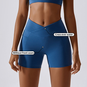 OEM-pantalones cortos de entrenamiento para mujer, Shorts con bolsillo para teléfono móvil, para Fitness, correr, Yoga - Product Image 3
