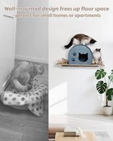 Nichoir mural pour chat en feutre de laine gris, amovible, durable et écologique, en forme d'arche, avec découpes en forme d'empreintes de pattes et double entrée
