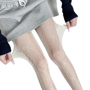Black Fishnet <b>Tights</b> With Bow Pattern 20D Sheer <b>Thin</b> Pantyhose For Women Four Seasons Wear - Product Image 5