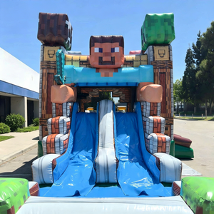 Casa Inflable con Tobogán Temática de <span class=keywords><strong>Minecraft</strong></span> para Niños, Material de PVC, Capacidad de 500 kg, Tamaño 7x4x4 m, Alquiler para Fiestas - Product Image 6