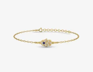 Inspirieren Sie Schmuck Diamond Pave Hamsa Hand Armband Frauen CZ vergoldet Modeschmuck Armbänder nicht trüben wasserdicht Großhandel