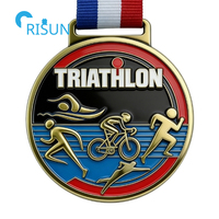 Fabrication personnalisée 3D natation cyclisme course triathlon Ironman Award médaille avec ruban cintre personnalisé Triathlon médaille