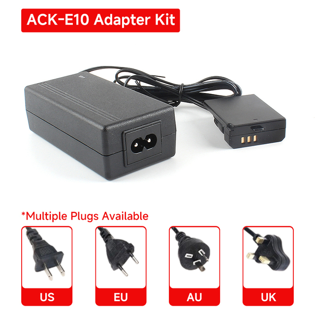 DRE10 DC Coupler ACK-E10 AC Charger Power Supply 100-240V Input for Canon EOS 1100D 1200D 1300D Rebel T3 T5 T6 Kiss X50 Adapters