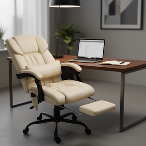 Silla de Oficina Ejecutiva de Cuero PU, Giratoria, Reclinable, con Masaje y Reposapiés para Mayor Comodidad y Relajación - Product Image 2