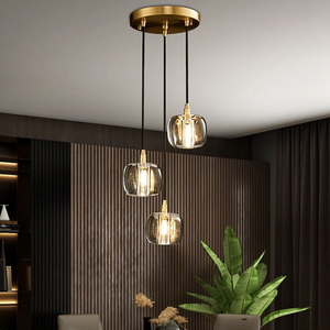 Lampadario moderno per scale di illuminazione interna, decorazione per la casa sala da pranzo in metallo lampada <span class=keywords><strong>a</strong></span> <span class=keywords><strong>sospensione</strong></span> in vetro - Product Image 3
