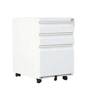 Fully Assembled 3 Drawer Mobile Commercial <b>File</b> Cabinet Modern Metal <b>A4</b> Key Lock Wheels Home Office Living Room Pedestal Cabinet - Product Image 1