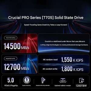 Berlaku untuk Yingruida T705 PCIE5.0 Solid State Drive 1TB 2T 4T Kapasitas Besar Micron TLC Granular SSD Komputer Desktop - Product Image 3