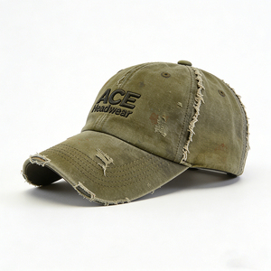 Gorra de Béisbol Personalizable con Bordes Deshilachados, Gorras de Béisbol Lisas y Desgastadas, Gorra de Béisbol de Algodón Lavado para Hombre - Product Image 1