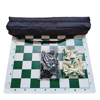 Jeu d'échecs en cuir 43 cm, Roi 6,5 cm, Plateau enroulable, Sac Oxford, Kit de stratégie classique portable pour Tournoi, École, Club, Entraînement