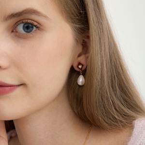 Pendientes de Perlas en Forma de Lágrima con Patrón de Estrella, Grado AAA, Engaste en Bisel, para Uso Diario - Product Image 3
