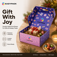 Boîtes d'expédition personnalisées en gros, violettes et roses, boîtes cadeaux de Noël, boîtes imprimées sur toute la surface, boîtes à motifs de dessins animés pour les bonbons de Noël