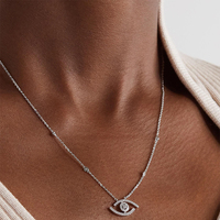Gemnel Usine en gros or vermeil mauvais oeil CZ diamant lunette lustre collier pour les femmes