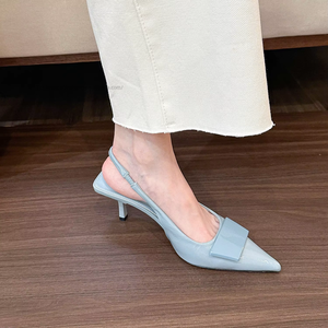Factory Wholesale Summer New Blue Pointed <b>Head</b> Square High Heel Sandals Lightweight Ankle Strap for Women Sexy <b>Style</b> - Product Image 3