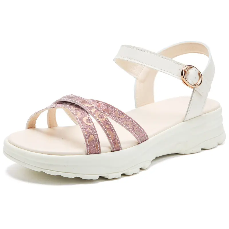 Sandalias romanas para mujer verano 2023 nueva suela gruesa versátil moda elevada punta abierta con falda zapatos de diamantes de imitación