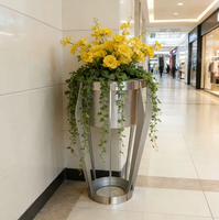 Jardinière Moderne Grande en Acier Inoxydable, Pot de Fleurs Métallique Robuste et Résistant aux Intempéries pour Décoration de Jardin Commercial Extérieur