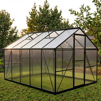 Kit de serre moderne en aluminium de grande taille pour l'extérieur, 1 à 8 unités, facilement assemblable, structure métallique, verre, polycarbonate, jardin vert
