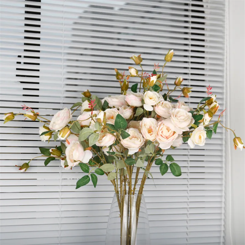 Lf878 Snelle Levering 6 Takken Rose Bloemstukken Met Lange Bloemstengel Voor Bruiloftsfeestdecoratie
