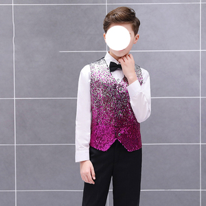 Traje de esmoquin moderno para niños con lentejuelas, ideal para fiestas, actuaciones, presentaciones, Halloween, cosplay y bodas. - Product Image 4
