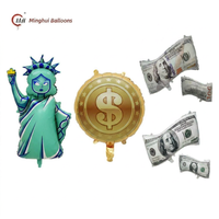 Ballon en aluminium mat à thème monétaire, billet de 100 dollars, Statue de la Liberté, ballon rond avec symbole du dollar, USA, Casino, Remise de diplôme, Anniversaire